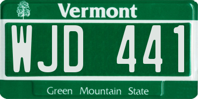 VT license plate WJD441