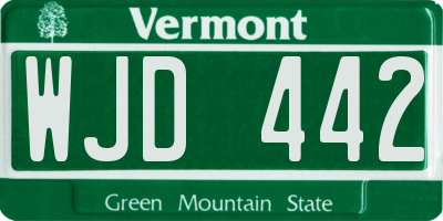 VT license plate WJD442