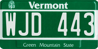 VT license plate WJD443