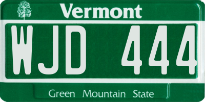 VT license plate WJD444