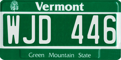 VT license plate WJD446