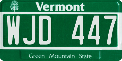 VT license plate WJD447