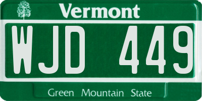 VT license plate WJD449