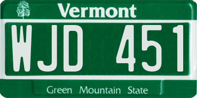 VT license plate WJD451