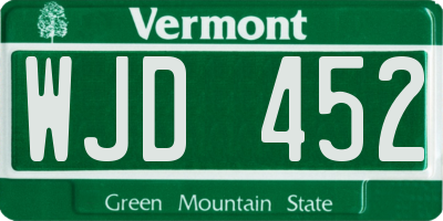 VT license plate WJD452