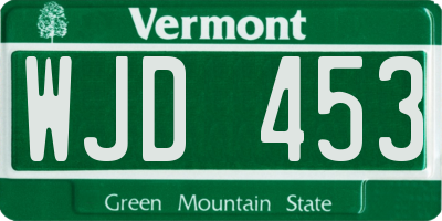 VT license plate WJD453