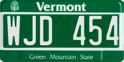 VT license plate WJD454