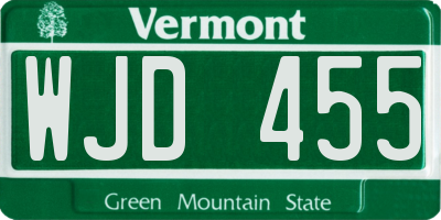 VT license plate WJD455