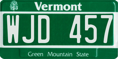VT license plate WJD457