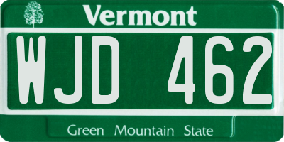 VT license plate WJD462