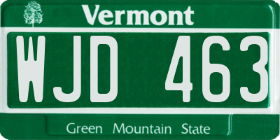 VT license plate WJD463