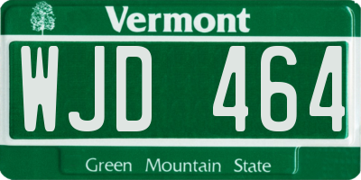 VT license plate WJD464