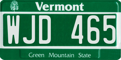 VT license plate WJD465