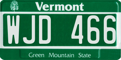 VT license plate WJD466