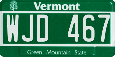 VT license plate WJD467