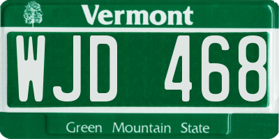 VT license plate WJD468