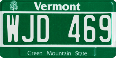 VT license plate WJD469