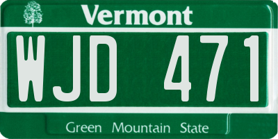 VT license plate WJD471