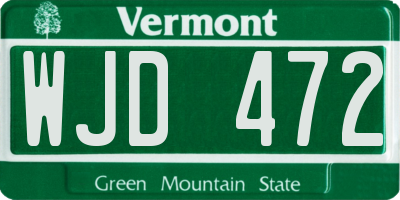 VT license plate WJD472