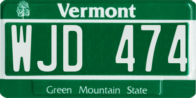 VT license plate WJD474