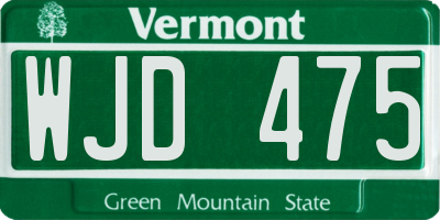 VT license plate WJD475