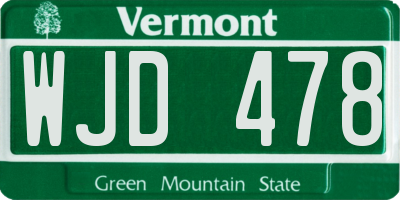 VT license plate WJD478