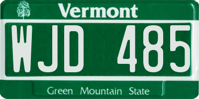 VT license plate WJD485
