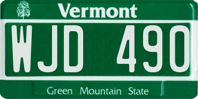 VT license plate WJD490