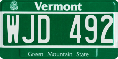 VT license plate WJD492