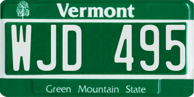 VT license plate WJD495