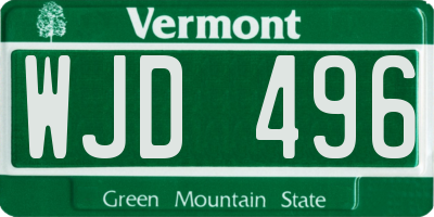 VT license plate WJD496