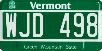 VT license plate WJD498