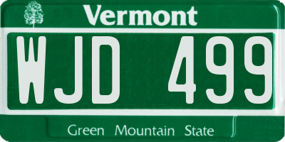 VT license plate WJD499