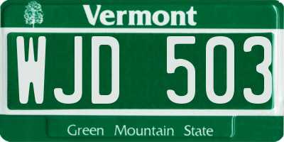 VT license plate WJD503