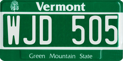VT license plate WJD505