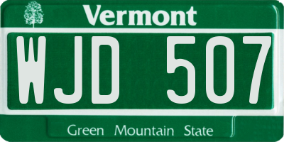 VT license plate WJD507