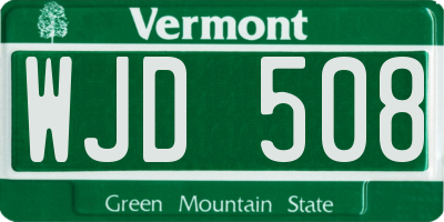 VT license plate WJD508