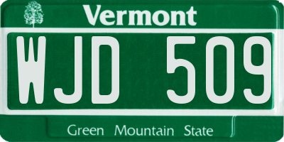 VT license plate WJD509