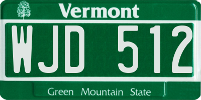 VT license plate WJD512
