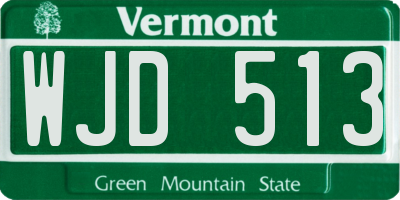 VT license plate WJD513