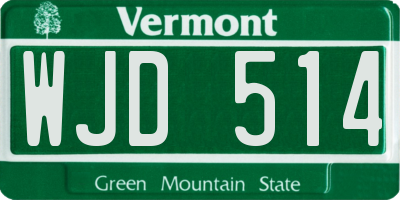 VT license plate WJD514