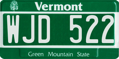 VT license plate WJD522