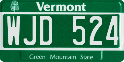 VT license plate WJD524