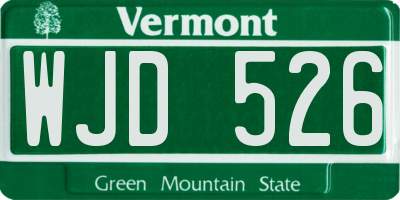 VT license plate WJD526