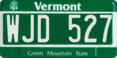 VT license plate WJD527