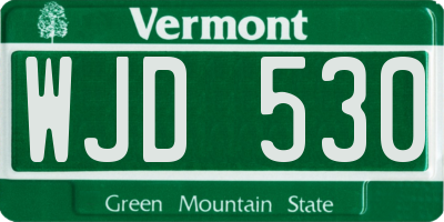 VT license plate WJD530