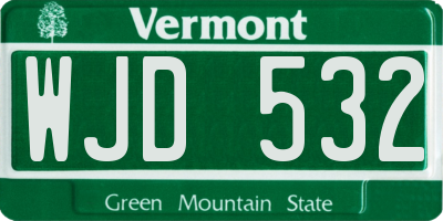 VT license plate WJD532
