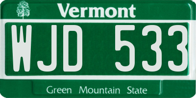 VT license plate WJD533
