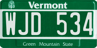VT license plate WJD534