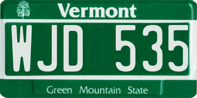 VT license plate WJD535
